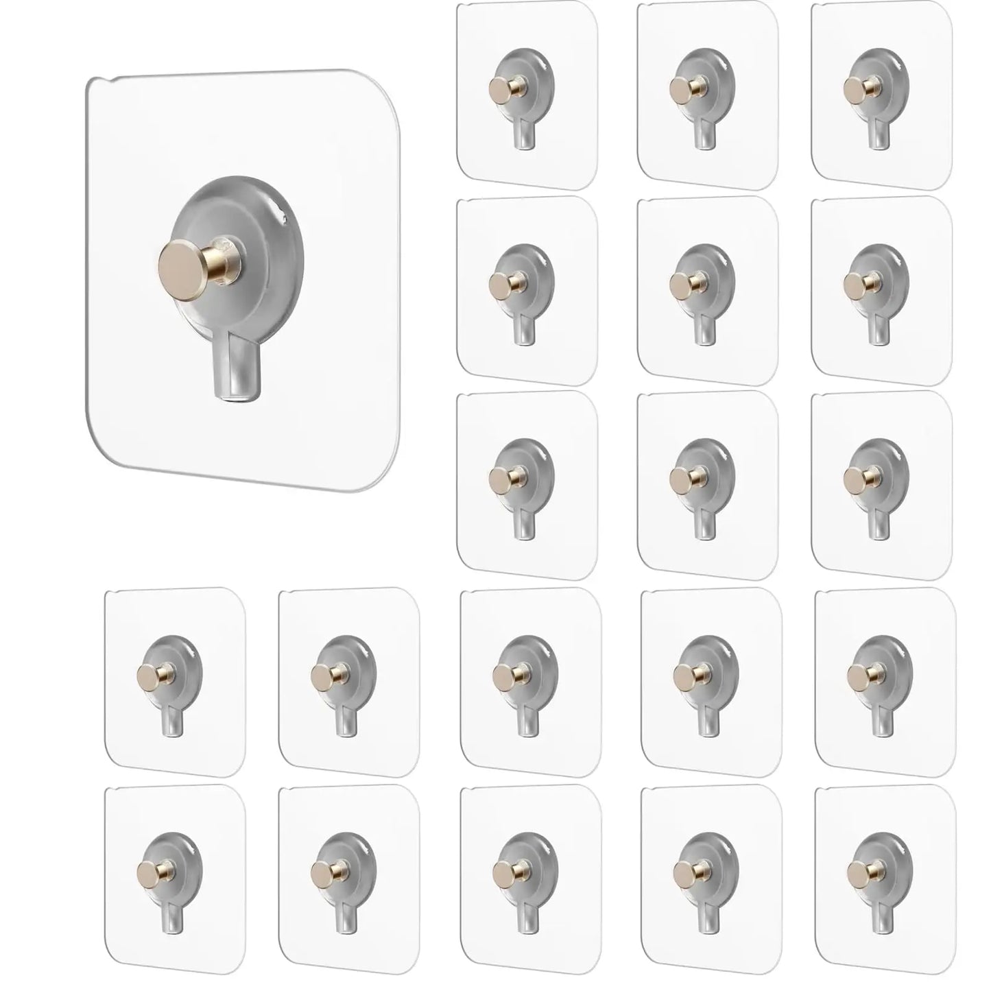 10-Pack Transparent Heavy-Duty Wall Hooks – No Drilling, Super Strong