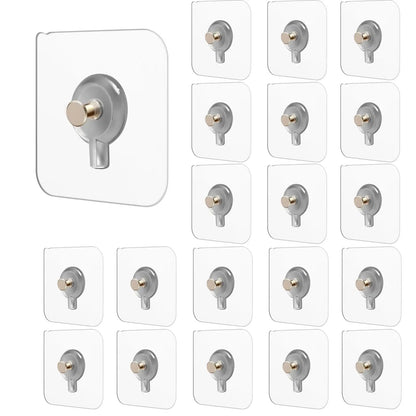 10-Pack Transparent Heavy-Duty Wall Hooks – No Drilling, Super Strong