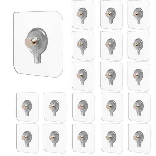 10-Pack Transparent Heavy-Duty Wall Hooks – No Drilling, Super Strong