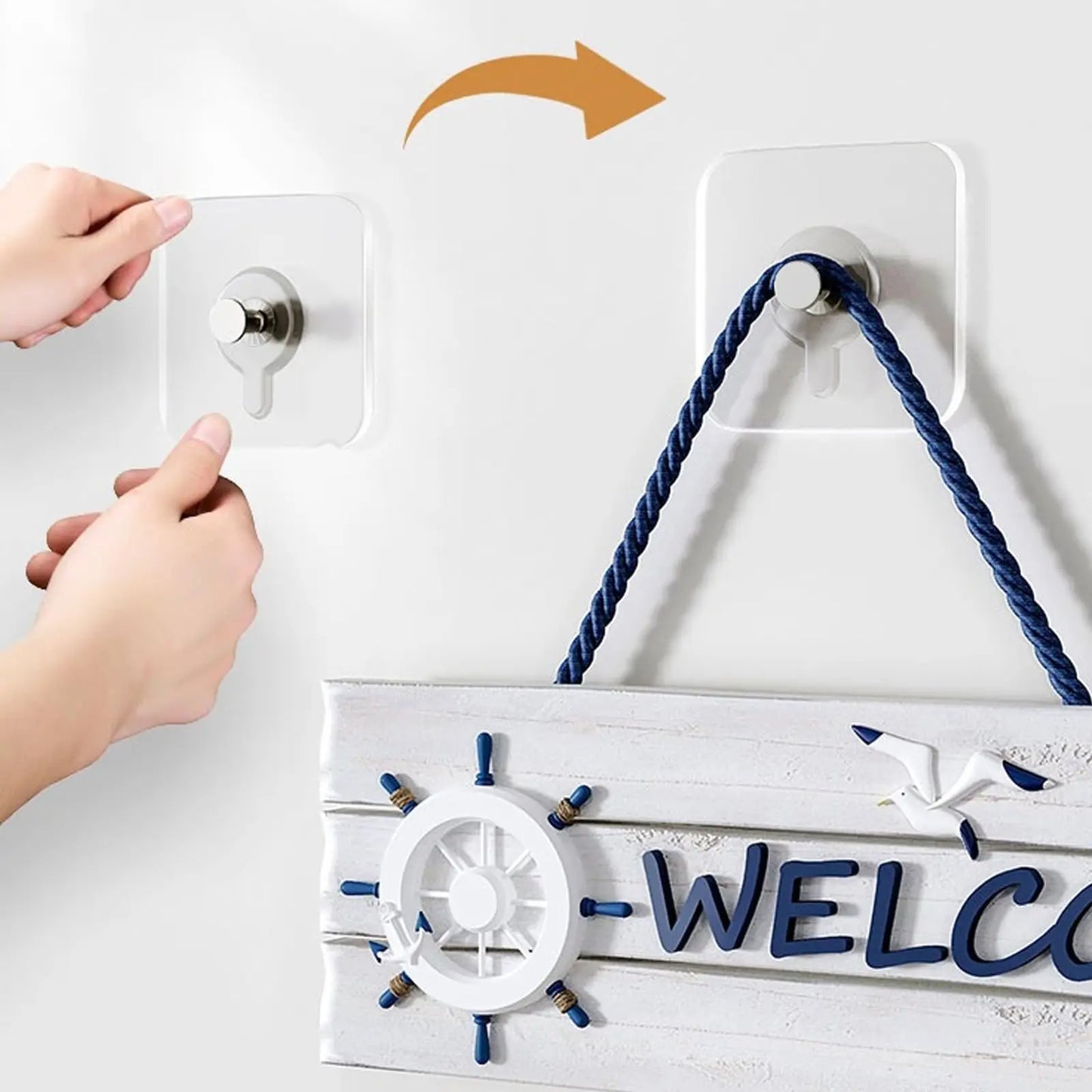 10-Pack Transparent Heavy-Duty Wall Hooks – No Drilling, Super Strong